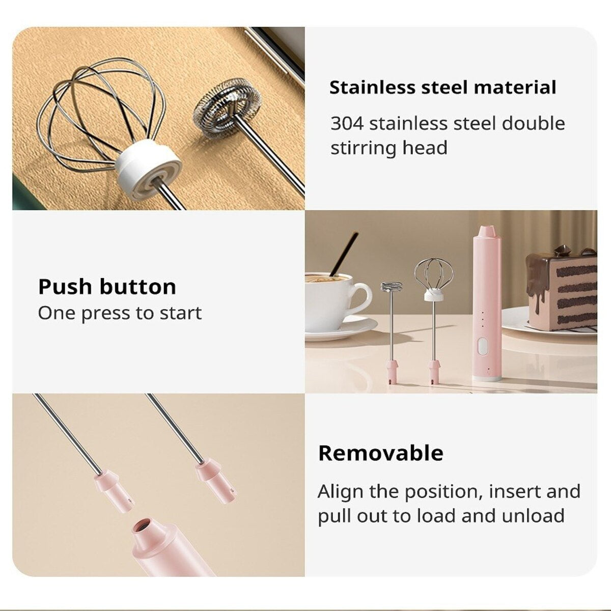 USB Rechargeable Handheld Egg Beater 3 Speeds Electric Milk Frother Foam Maker Mixer Coffee Drink Frothing Wand Foamer