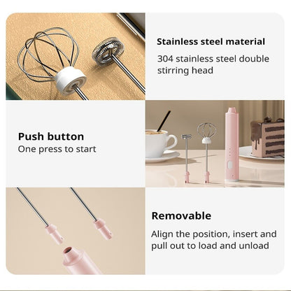 USB Rechargeable Handheld Egg Beater 3 Speeds Electric Milk Frother Foam Maker Mixer Coffee Drink Frothing Wand Foamer