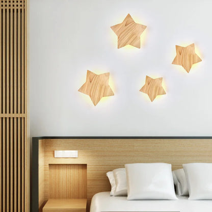 Wood Star Led Wall Light