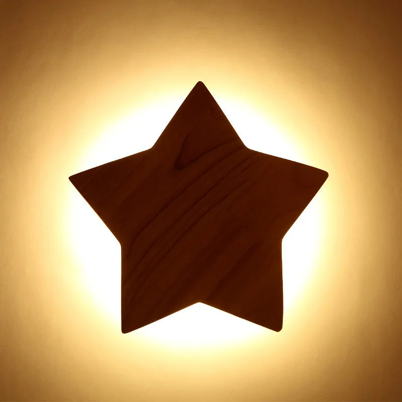 Wood Star Led Wall Light