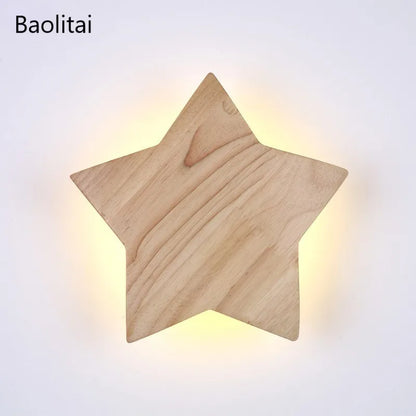 Wood Star Led Wall Light