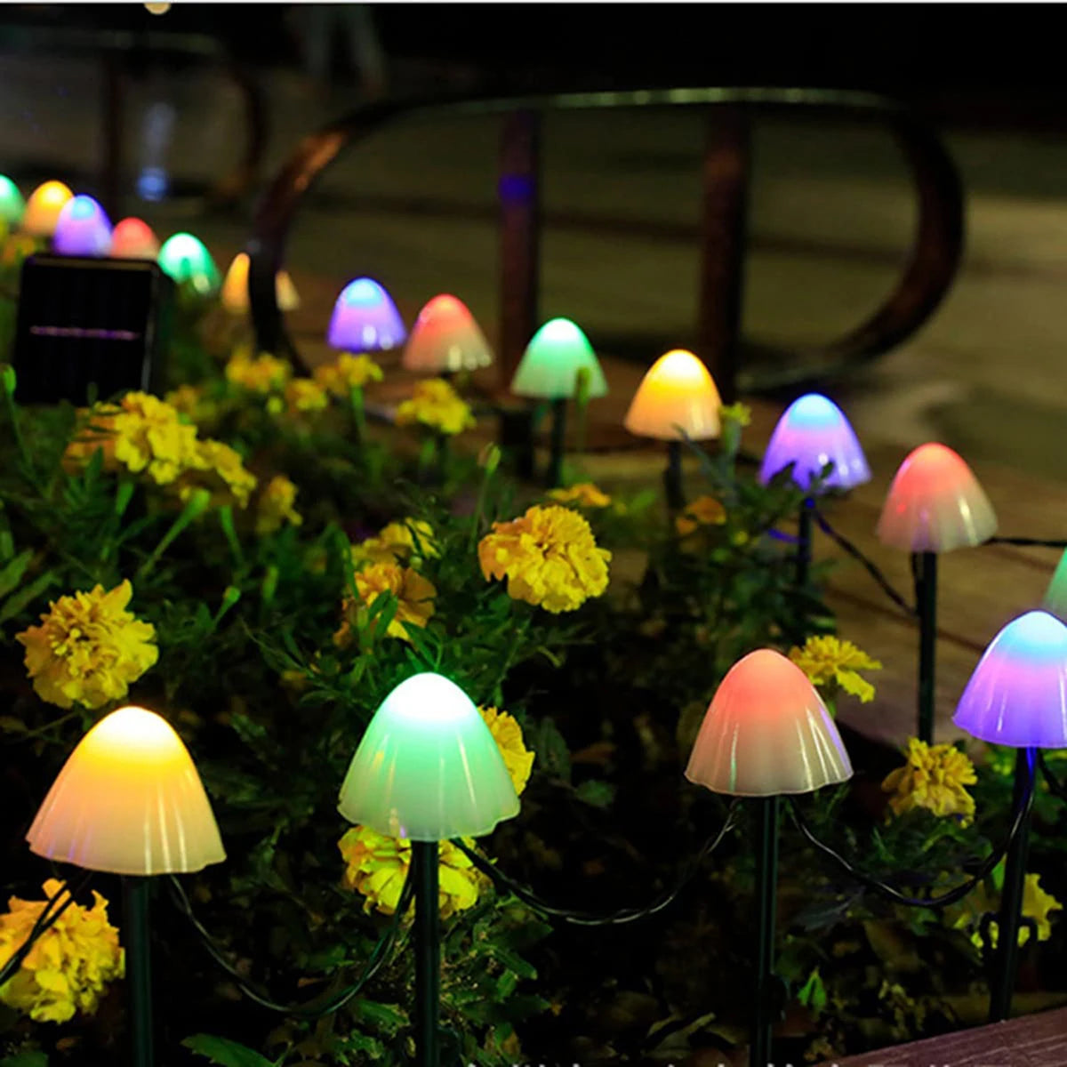 Solar Mushroom String Lights