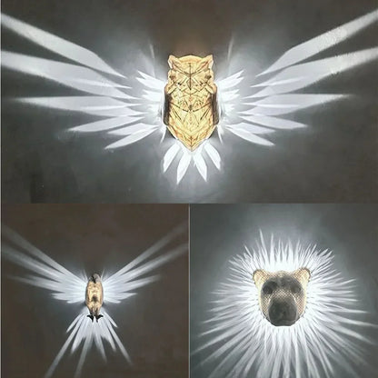 3D Animals Head Wall Light