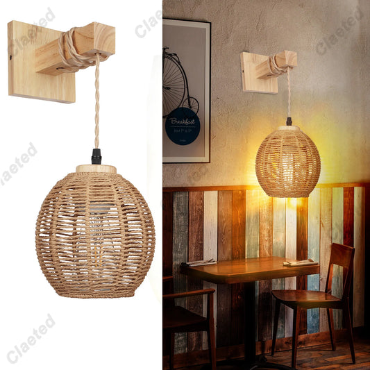 Handwoven Lampshade Wall Lamp