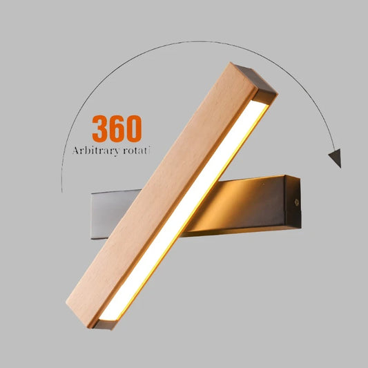 Rotatable Solid Wood Wall Light