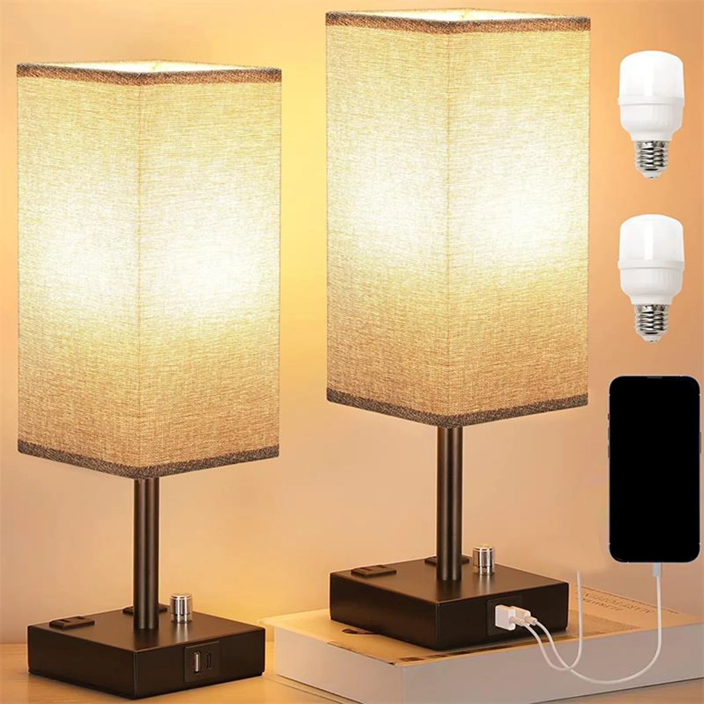 USB Ports Bedside Lamp