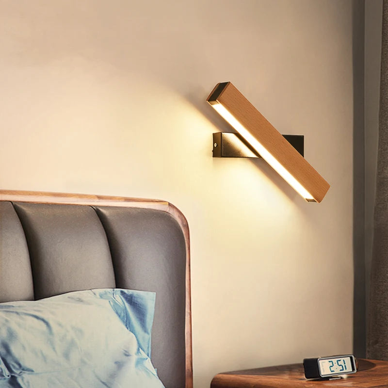 Rotatable Solid Wood Wall Light