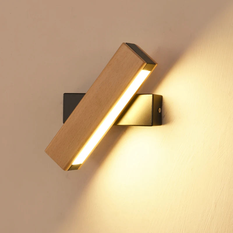 Rotatable Solid Wood Wall Light