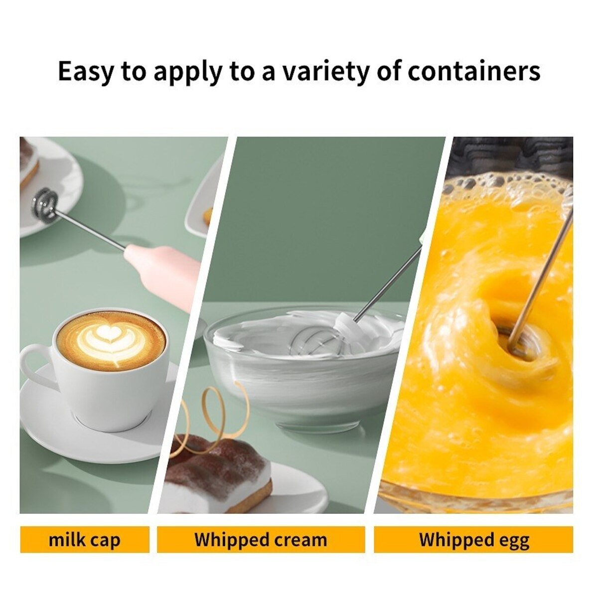 USB Rechargeable Handheld Egg Beater 3 Speeds Electric Milk Frother Foam Maker Mixer Coffee Drink Frothing Wand Foamer